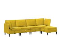 vidaXL Ensemble de meubles de salon avec coussin 5 pièces en velours jaune, canapé moderne en velours, meubles ergonomiques pour salon, sièges confortables, rangement génie, design compact