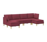 vidaXL Ensemble de meubles de salon avec coussin 6 pièces rouge vin tissu ensemble de salon avec grand rangement, meubles modulaires pour se détendre, sièges confortables, décoration moderne