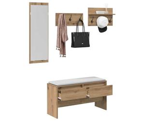 vidaXL Ensemble de Meubles d'entrée 4 pc Chêne Artisan | Ce meuble d'entrée a un look moderne et des lignes épurées, Il y a un tas de place pour tous vos trucs, Fait en chêne massif,