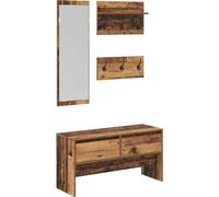 Ensemble de meubles d'entrée - vidaXL - Bois ancien - 90x31x46,5 cm - Banc de rangement - Miroir 31x90 cm
