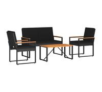 vidaXL Ensemble de meubles d'extérieur 4 pcs Noir polyrotin