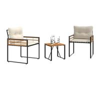 vidaXL Ensemble de meubles d'extérieur avec coussin 3 pcs Crème