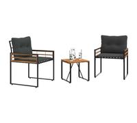 vidaXL Ensemble de meubles d'extérieur avec coussin 3 pcs Gris foncé, Salon, Moderne, Durable, Solutions d'ameublement pour une maison élégante, confortable et fonctionnelle avec des matériaux de qual