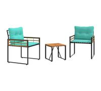 vidaXL Ensemble de meubles d'extérieur avec coussin 3 pcs Turquoise, Salon, Moderne, Durable, Solutions d'ameublement pour une maison élégante, confortable et fonctionnelle avec des matériaux de quali