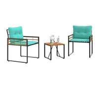 vidaXL Ensemble de meubles d'extérieur avec coussin 3 pcs Turquoise, Salon, Moderne, Durable, Solutions d'ameublement pour une maison élégante, confortable et fonctionnelle avec des matériaux de quali