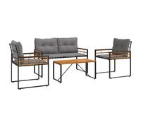 vidaXL Ensemble de meubles d'extérieur avec coussin 4 pcs Gris clair, Salon, Moderne, Durable, Solutions d'ameublement pour une maison élégante, confortable et fonctionnelle avec des matériaux de qual