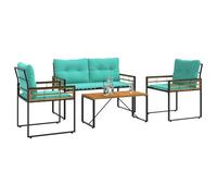 vidaXL Ensemble de meubles d'extérieur avec coussin 4 pcs Turquoise, Salon, Moderne, Durable, Solutions d'ameublement pour une maison élégante, confortable et fonctionnelle avec des matériaux de quali