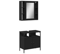 Vidaxl Ensemble De Meubles Salle De Bain 2 Pcs Noir Bois D'ingénierie Marron