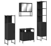 Vidaxl Ensemble De Meubles Salle De Bain 4 Pcs Noir Bois D'ingénierie Marron