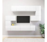 Ensemble de Meubles TV 10 pcs, Ensemble d'Armoires de Télévision avec Rangement, Meubles Télé de Salon, Blanc Bois d'Ingénierie