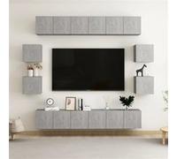 vidaXL Ensemble de meubles TV 10 pcs Gris béton Aggloméré Gris