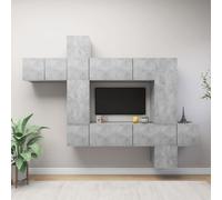 Vidaxl Ensemble De Meubles Tv 10 Pcs Gris Béton Bois D'ingénierie Gris