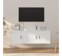 Vidaxl Ensemble De Meubles Tv 2 Pcs Blanc Bois D'ingénierie Blanc