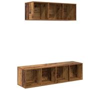 Vidaxl Ensemble De Meubles Tv 2 Pcs Bois Ancien 37 X 37 X 142.5 Cm