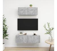 Vidaxl Ensemble De Meuble Tv 2 Pcs Gris Béton Aggloméré Gris