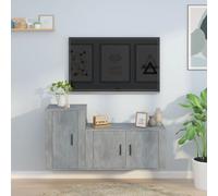 Vidaxl Ensemble De Meubles Tv 2 Pcs Gris Béton Bois D'ingénierie Marron