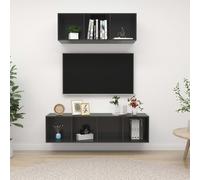 2-delige Tv-meubelset spaanplaat hoogglans grijs3079798