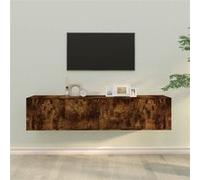 vidaXL Ensemble de Meubles TV 3 pcs, Armoires de Télévision avec Portes, Meubles Télé Salon Salle de Séjour, Moderne, Chêne Fumé Bois d'Ingénierie 3188419 Marron G