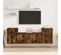 vidaXL Ensemble de Meubles TV 3 pcs, Armoires de Télévision Murales, Meubles Télé Salon Salle de Séjour, Moderne, Chêne Fumé Bois d'Ingénierie 3188515 Marron G