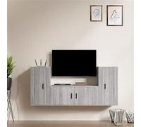 vidaXL Ensemble de Meubles TV 3 pcs, Armoires de Télévision Murales, Meubles Télé Salon Salle de Séjour Intérieur, Sonoma Gris Bois d'Ingénierie Gris G