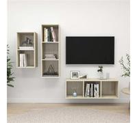 Ensemble de Meubles TV 3 pcs, Ensemble d'Armoires de Télévision avec Rangement, Meubles Télé de Salon, Chêne Sonoma Bois d'Ingénierie
