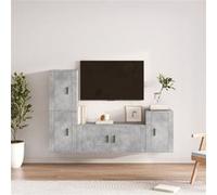vidaXL Ensemble de Meubles TV 4 pcs, Armoires de Télévision Murales, Meubles Télé Salon Salle de Séjour Intérieur, Gris Béton Bois d'Ingénierie Gris G