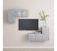 vidaXL Ensemble de Meubles TV 4 pcs Armoires Murales Suspendues Ensemble d'Armoires Stéréo Salle de Séjour Salon Intérieur Gris Béton Aggloméré
