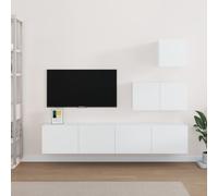 Vidaxl Ensemble De Meubles Tv 4 Pcs Blanc Bois D'ingénierie Blanc