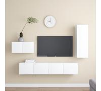 Vidaxl Ensemble De Meuble Tv 4 Pcs Blanc Aggloméré Blanc