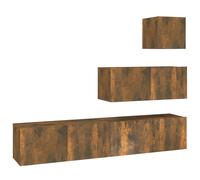 Vidaxl Ensemble De Meubles Tv 4 Pcs Chêne Fumé Bois D'ingénierie Marron