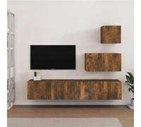 vidaXL Ensemble de meubles TV 4 pcs Chêne fumé Bois d'ingénierie3114643 Marron G