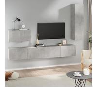 vidaXL Ensemble de Meubles TV 4 pcs Centres de Divertissement Armoires Multimédia Meubles de Salle de Séjour Intérieur Gris Béton Bois d'Ingénierie Gris