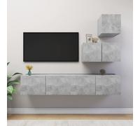 Vidaxl Ensemble De Meubles Tv 4 Pcs Gris Béton Bois D'ingénierie Gris