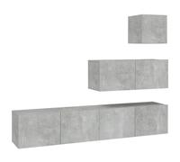 Vidaxl Ensemble De Meubles Tv 4 Pcs Gris Béton Bois D'ingénierie Marron
