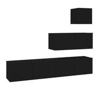 Vidaxl Ensemble De Meubles Tv 4 Pcs Noir Bois D'ingénierie Marron