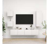 Vidaxl Ensemble De Meubles Tv 5 Pcs Blanc Bois D'ingénierie Blanc