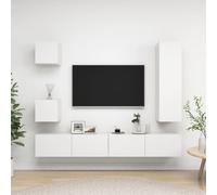 Vidaxl Ensemble De Meubles Tv 5 Pcs Blanc Bois D'ingénierie Blanc