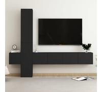 Vidaxl Ensemble De Meubles Tv 5 Pcs Noir Bois D'ingénierie Noir