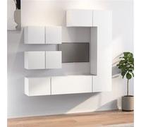 Vidaxl Ensemble De Meubles Tv 6 Pcs Blanc Bois D'ingénierie Blanc