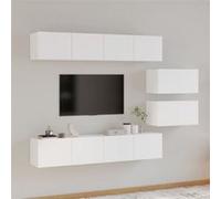 Vidaxl Ensemble De Meubles Tv 6 Pcs Blanc Bois D'ingénierie Blanc