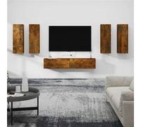 vidaXL Ensemble de meubles TV 6 pcs Chêne fumé Bois d'ingénierie3114347 Marron G