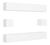 Vidaxl Ensemble De Meubles Tv 6 Pcs Blanc Aggloméré Blanc