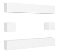 vidaXL Ensemble de Meubles TV 6 pcs, Ensemble d'Armoires de Télévision avec Rangement, Meubles Télé de Salon, Blanc Bois d'Ingénierie