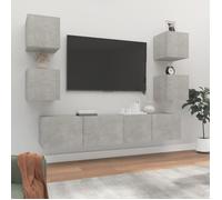 vidaXL Ensemble de meubles TV 6 pcs Gris béton Bois d'ingénierie 3114257