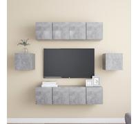Vidaxl Ensemble De Meubles Tv 6 Pcs Gris Béton Bois D'ingénierie Gris