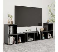 Vidaxl Ensemble De Meubles Tv 6 Pcs Gris Brillant Bois D'ingénierie Gris