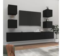 Vidaxl Ensemble De Meubles Tv 6 Pcs Noir Bois D'ingénierie Marron