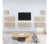 vidaXL Ensemble de meubles TV 7 pcs Chêne sonoma Bois d'ingénierie3114544 Marron G