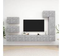 Vidaxl Ensemble De Meubles Tv 8 Pcs Gris Béton Bois D'ingénierie Gris