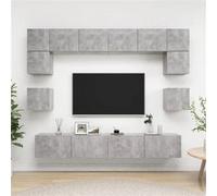 vidaXL Ensemble de meubles TV 8 pcs Gris béton Bois d'ingénierie3079112 Gris G